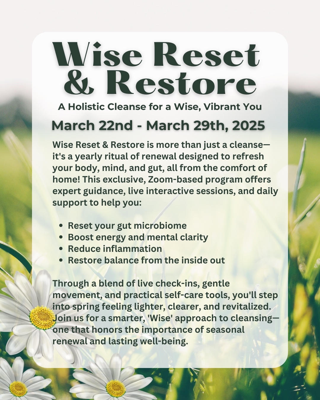 Read more about the article Wise Reset & Restore Ayurvedic Spring Cleanse 2025